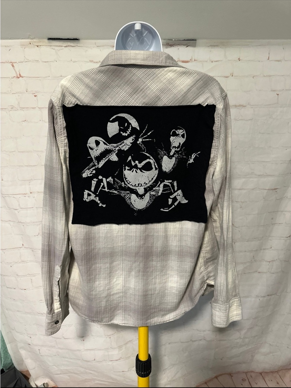 Upcycled Nightmare Before Christmas Tee Flannel Sz M